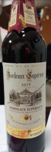 Vin rouge Bordeaux Supérieur 2019